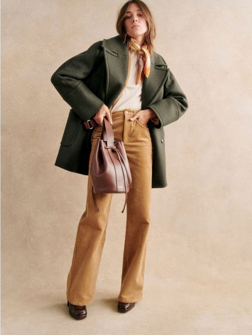 Sezane Olive Green Sacha Coat